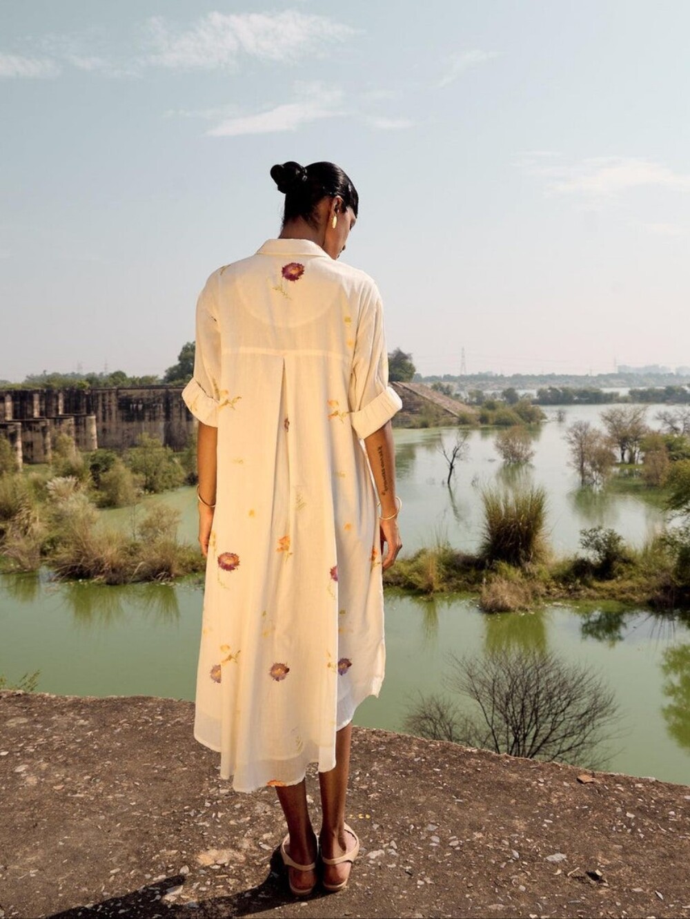 Khara Kapas Soft Mul Cotton Dove Dress - Picture 3 of 5